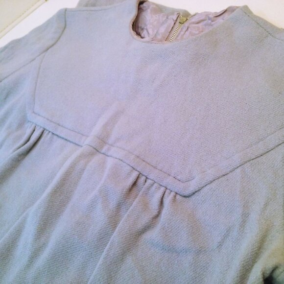 Vintage 60s Handmade Shift Dress Lady(8) Wool Zipper-Back Bodice-Yoke SSL Purple - Picture 6 of 11